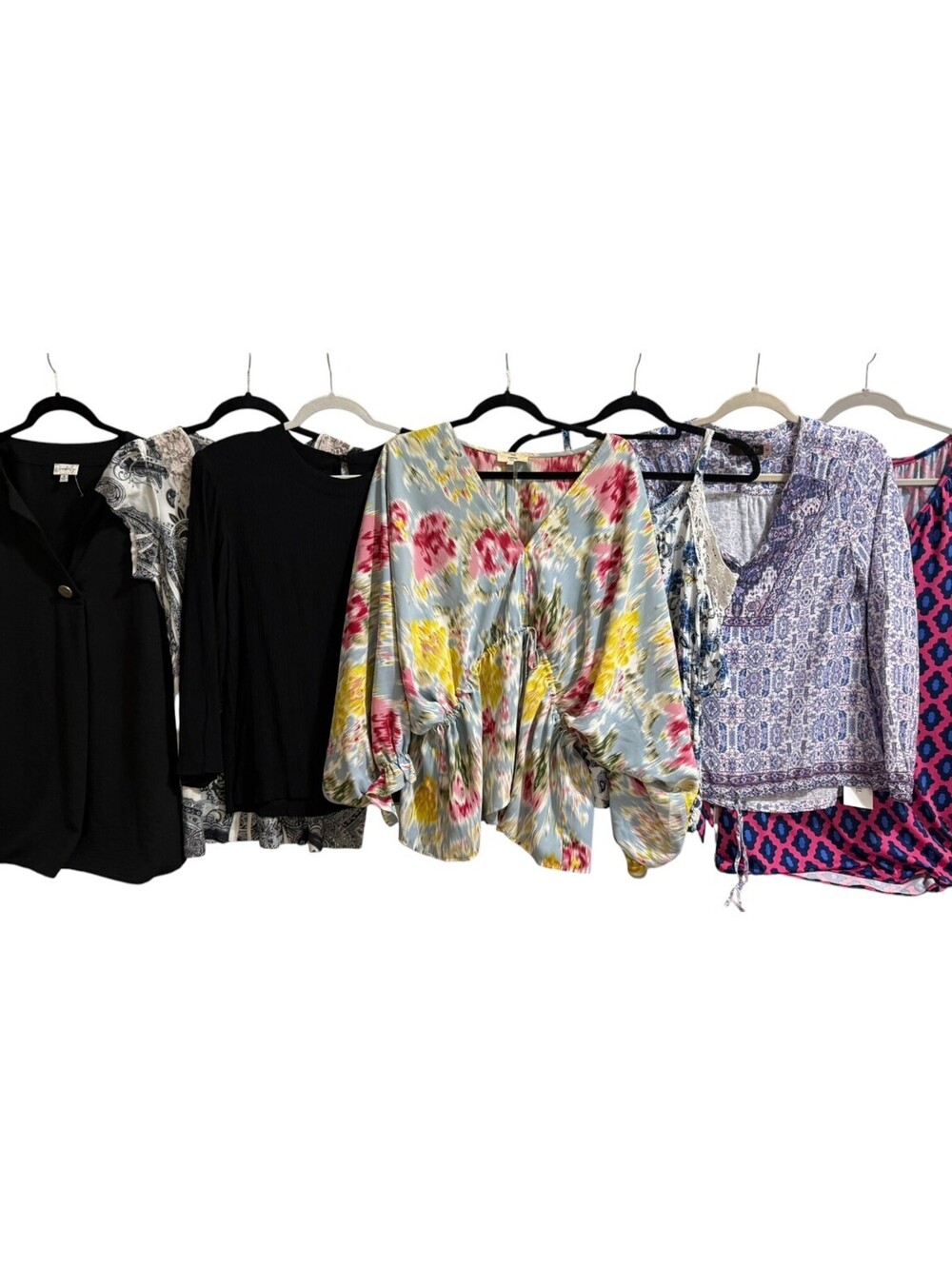 7pc Lot Women's Medium Tops Shirts Entro AKF Mud Pie Wonderly Unity Crosby Claud